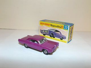Matchbox Trans.  S/f No.  22a Pontiac Grand Prix Sports Coupe Light Purple Mib