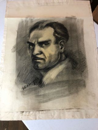 Martin Kainz Signed Charcoal Self Portrait 28x21