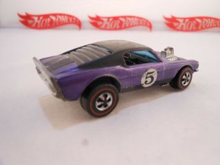1969 Hot Wheels Redline Mustang Boss Hoss Spoilers Purple With Black Roof