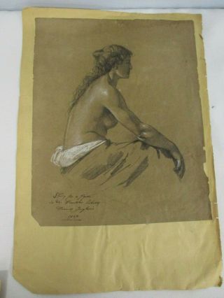 Signed 1903 Sketch Drawing Study Of Nude Woman In The Franklin Library