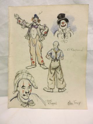 Scarce Glen Tracy Sketch Page Circus Clowns Ed Raymond Klippel Duveneck Study