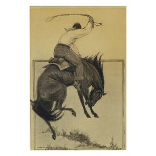 Bronco Busting - Charles Livingston Bull (1874 - 1932) Watercolor & Ink 12 " X 8 "