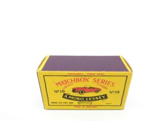 box for 1958 MOKO Lesney Matchbox No.  19 ' MGA SPORTS CAR ' - see photos & more boxes 2