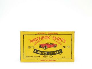 box for 1958 MOKO Lesney Matchbox No.  19 ' MGA SPORTS CAR ' - see photos & more boxes 3