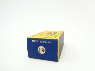 box for 1958 MOKO Lesney Matchbox No.  19 ' MGA SPORTS CAR ' - see photos & more boxes 7