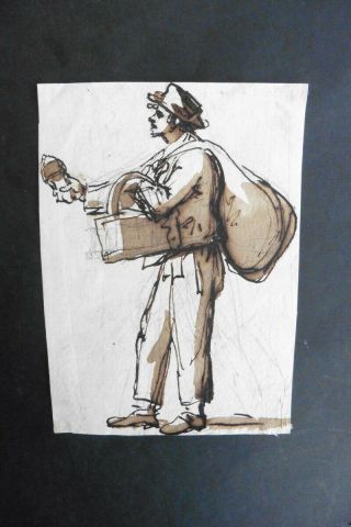 Italian - Venetian School 18thc - Figure Study - A Merchant - Ink Drawing