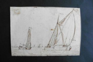 Dutch School 17thc - Maritime Scene Circle Ludolf Bakhuizen - Ink Drawing