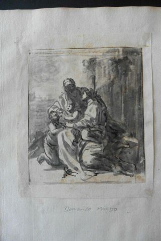 Italian - Neapolitan School 18thc - Religious Scene By Mondo - Subtile Ink Drawing