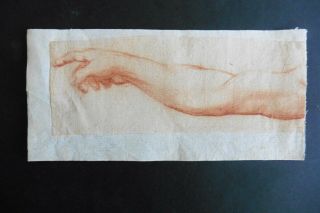 Italian - Roman School 17thc - Red Chalk Study Of An Arm Circle Mola