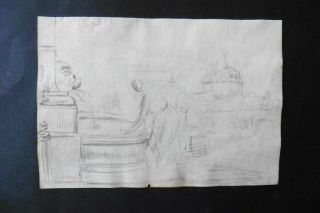 Italian - Bolognese School 18thc - A Scene In Rome - Ink Drawing