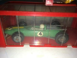 3 Vintage 60 ' s Mini - Dinky Cars,  Red Plastic Garages,  61 Lotus,  11 Jaguar,  Bulldozer 3