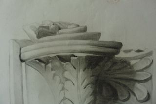 ITALIAN SCHOOL 1899 - DECORATIVE ARCHITECTURAL STUDY SIGN.  GENDRON - CHARCOAL 2