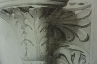 ITALIAN SCHOOL 1899 - DECORATIVE ARCHITECTURAL STUDY SIGN.  GENDRON - CHARCOAL 4