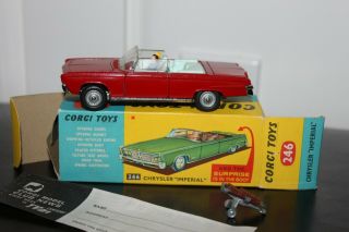 Corgi Toys 246 Chrysler Imperial Conv.  Minty Box,  Golf Clubs & Slip