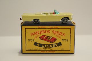 Matchbox Lesney 39b Pontiac Convertible Yellow 9x24 Spw W/interior