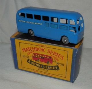 1960s.  Moko.  Matchbox.  Lesney.  58 Bea,  Airport Coach,  Bus,  Gpw.