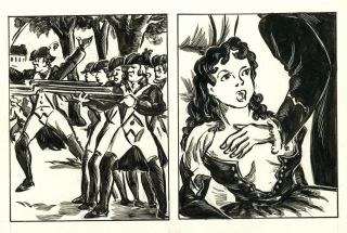 Rough Times Of The French Revolution,  Fine Art Deco Drawings Circa 1950 Comics