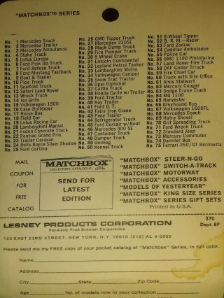 1960s LESNEY MATCHBOX SUPERFAST BOXED 2