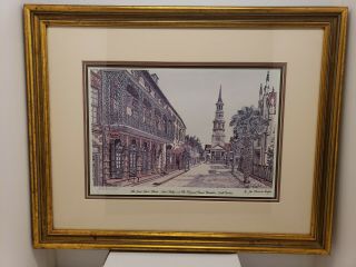 Vintage Signed Framed Jean - Claude De Montfort Dock Street Theater Charleston Sc