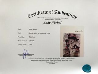 Andy Warhol 1986 Print Hand Signed with Certificate,  Resale $5,  850 8