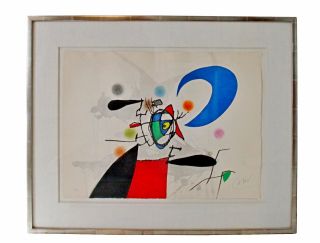 Mid Century Modern Joan Miro Signed Numbered La Megere Et La Lune 22/50 1973