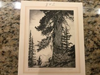 Vintage Lyman Byxbe Etching “off The Trail " Mountain Landscape Pencil Signed