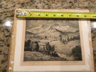 Vintage Lyman Byxbe Etching “first Glimpse " Mountain Landscape Pencil Signed