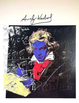 Andy Warhol Hand Signed Signature Beethoven Print W/ C.  O.  A.