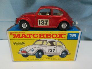 Matchbox/ Lesney 15d Volkswagen 1300 Saloon Red Silver Wheels/ Black Tyres Boxed