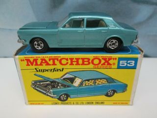 Matchbox Superfast 53c Ford Zodiac Mk4 Metallic Blue / Norrow Wheels Boxed