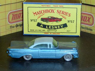 Matchbox Lesney Chevrolet Impala 57b4 RARE mid blue base SPW SC8 VNM crafted box 4