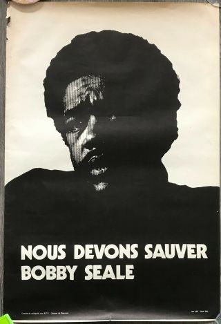 Poster Bobby Seale Black Panther Party 1970 France Simone De Beauvoir