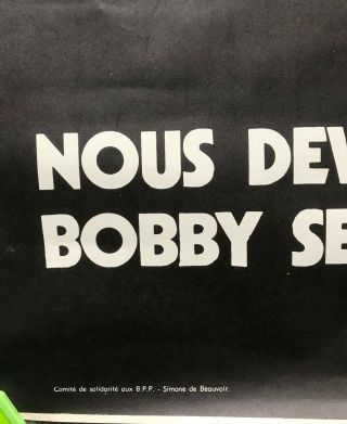 Poster BOBBY SEALE BLACK PANTHER PARTY 1970 France Simone De Beauvoir 4