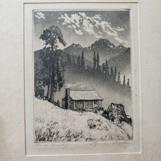 Antique Vintage Lyman Byxbe Signed Framed Etching Wild Country