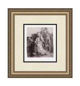 Albrecht Durer 1800s Engraving B43 " Holy Family With St John " Durand Framed