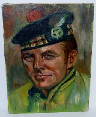 1970 Bob Trow Scottish Soldier Self Portrait Painting Mr Rogers Neighborhood Art