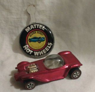 1968 Hot Wheels Redline Beatnik Bandit Red/pink Rose? U.  S.  Car Badge