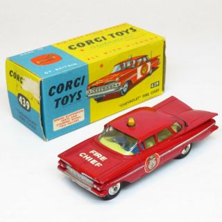 Corgi Toys 439 - Chevrolet Impala Fire Chief - Boxed Mettoy Playcraft Vintage