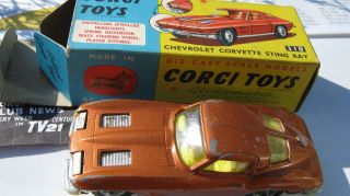 Corgi 310 Chevy Corvette Stingray Light Playworn So Rare Car & Boxed.