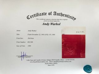 Andy Warhol 1986 Print Hand Signed with Certificate,  Resale $5,  810 8