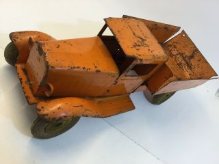 VINTAGE 1930s WYANDOTTE METAL TOY DUMP TRUCK ORANGE 15” LONG OR 1:18 2