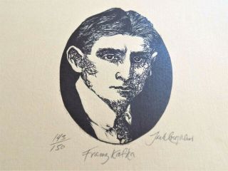 Jack Coughlin " Franz Kafka " Wood Engraving Portrait Art (1974) Signed