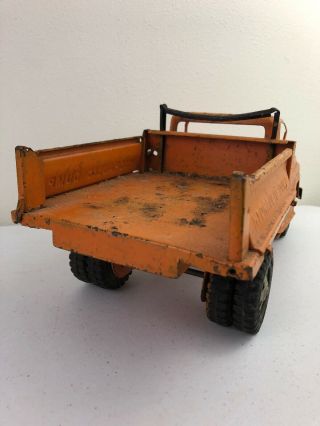 1950 ' s Tonka Orange Pressed Steel State Hi - Way Dept Hydraulic Side Dump Truck 4