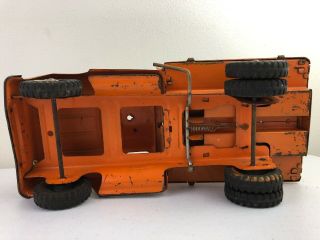 1950 ' s Tonka Orange Pressed Steel State Hi - Way Dept Hydraulic Side Dump Truck 5