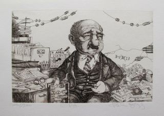 Charles Bragg C.  P.  A.  Accountant Hand Signed Limited Edition Art Etching