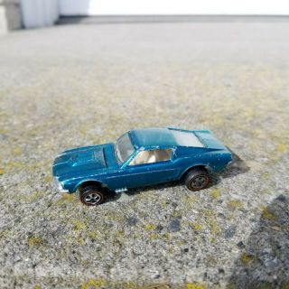 1968 Mattel Hot Wheels Redline Custom Mustang Aqua W White Interior