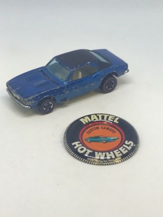 Hot Wheels Redline 1968 Custom Camaro Blue / Black Roof Usa All 46