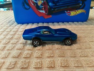 Hot Wheels Redlines 1968 Custom Corvette Hk Blue With White Interior Restored