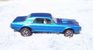 Redline Hot Wheel Custom Cougar,  U.  S.  Blue W/ White Interior