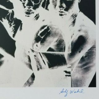 ANDY WARHOL 1984 HAND SIGNED IN BLUE PEN PRINT HARING, 2